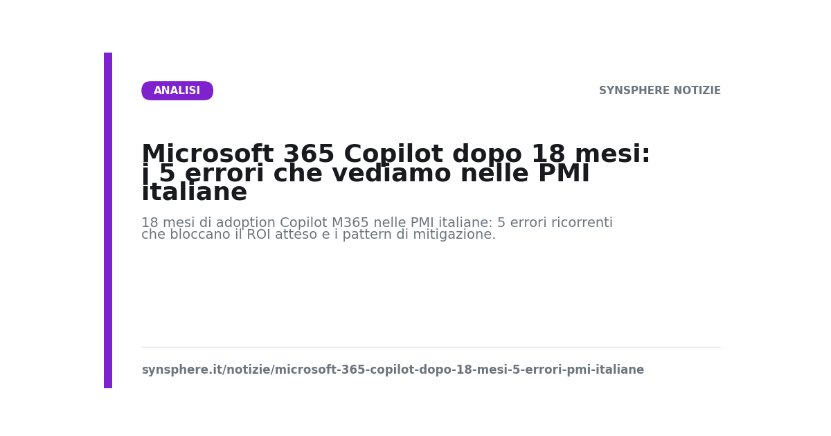 Microsoft 365 Copilot dopo 18 mesi - 5 errori PMI italiane - analisi SynSphere