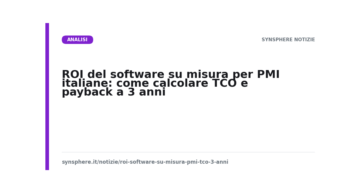 ROI del software su misura per PMI italiane: come calcolare TCO e payback a 3 anni